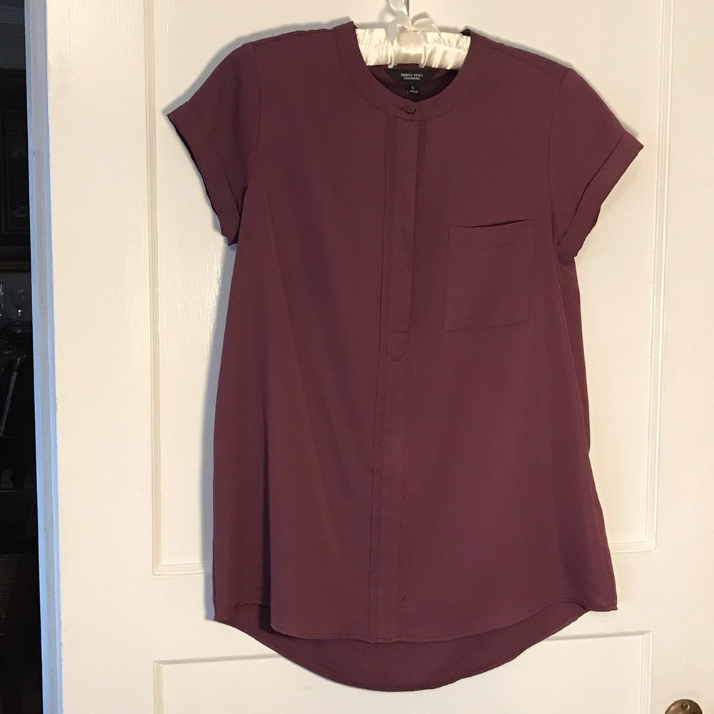 Simply Vera Vera Wang Maroon Cap Sleeve Blouse